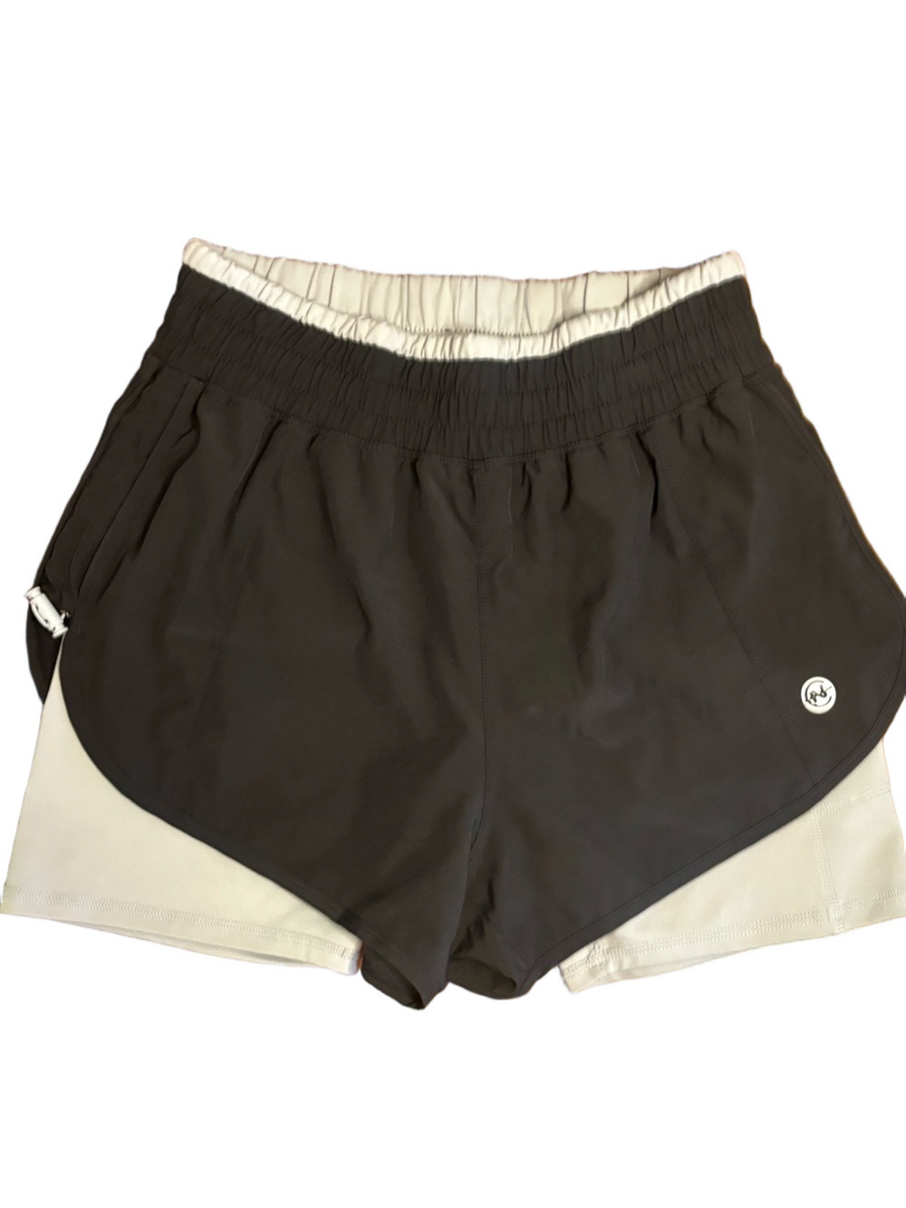 Nautica Competition 2 in 1 Running Shorts M Black Gray Compression Athletic